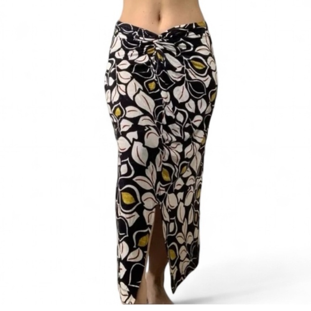Anthropologie Sheila Midi Skirt Small Leaf Stretchy Dark Coastal Grunge Beach